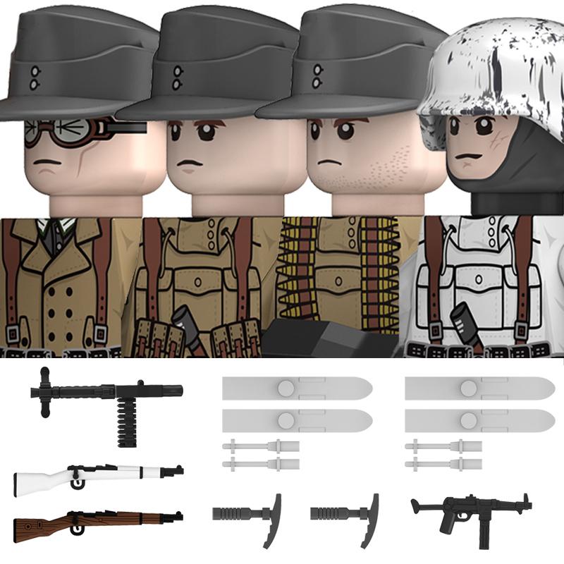 Ungiftige Militär-Zweiter Weltkrieg Deutsche Marine Panzer Truppen Bausteine USA 101. Großbritannien Sowjetunion Soldaten Infanterie Waffen Steine Spielzeug Kinder