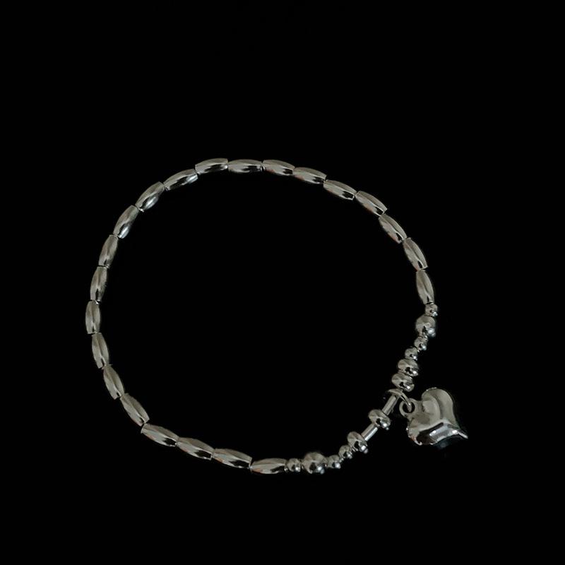 2023 Handmade 925 Sterling Silver Heart & Bead Bracelet for Women