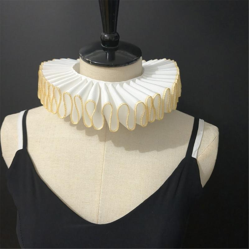 Comfortable Ribbon Faux Collar Colonial Clown Choker Neck Collar Ideal for School Uniforms Performances and Parties