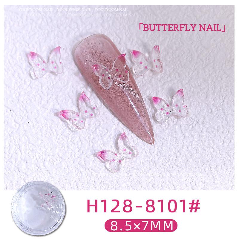 Xiaohongshu Бабочка 3D Градиентный Маникюр Стразы Смоляные Украшения