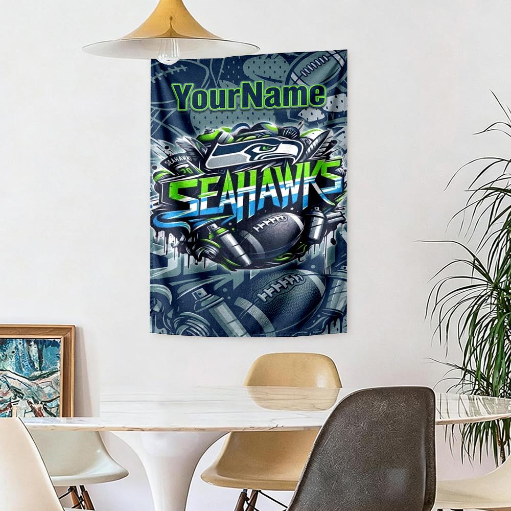 Seattle Seahawks Custom Your Name Wall Decor Tapestry Art For Pet Memorial Birthdaywedding Party Backdrop Family Gift