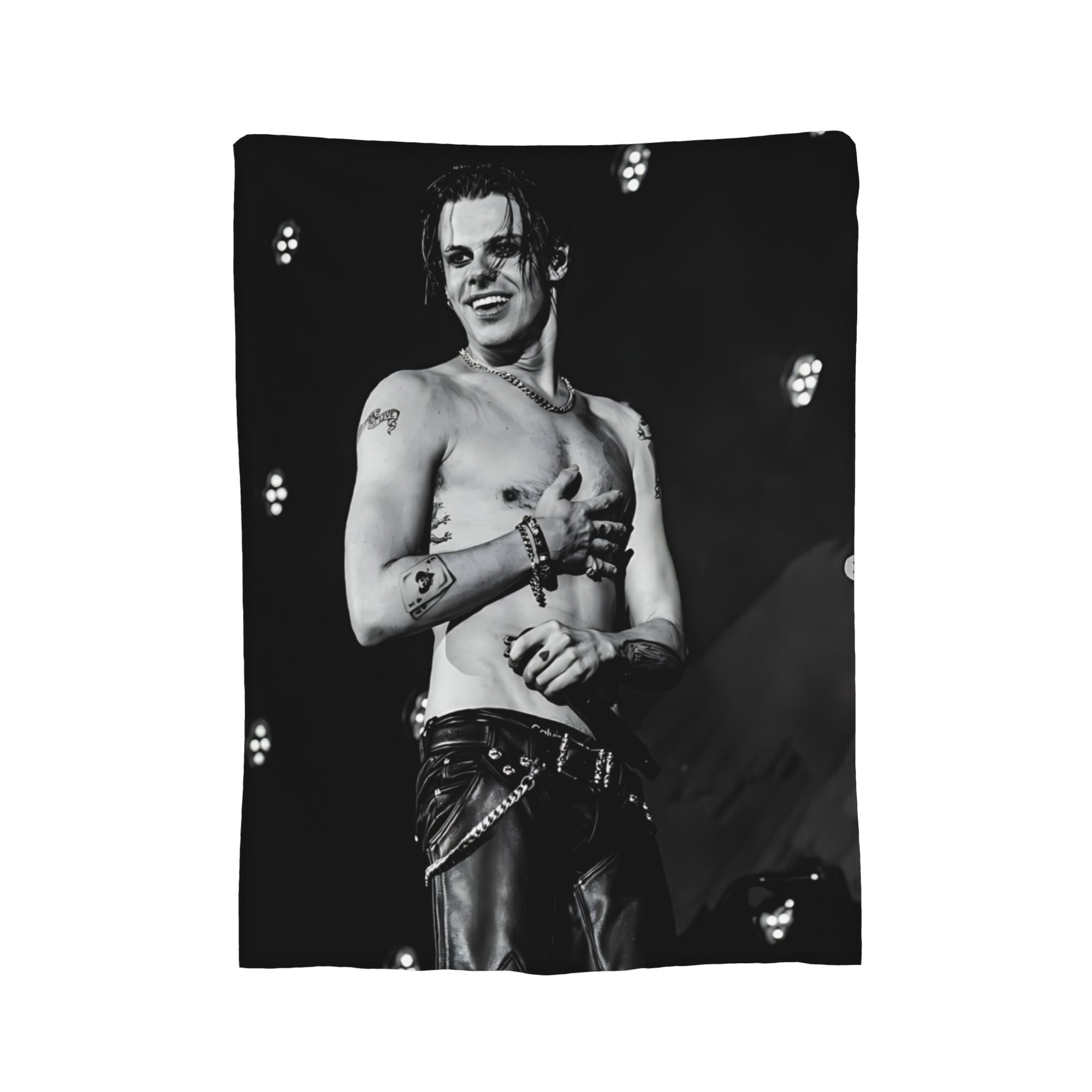1 Stück Yungblud Schwarz Weiß Konzert Flanelldecke, Ganzjahres Weiche Fleece Decke für Schlafzimmer, Wohnzimmer, Camping, Rock Fan Geschenk Size: 75*100cm, Weight: 230 GSM gray