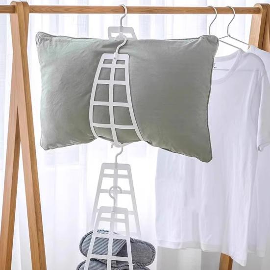 2Pcs Hanging Pillow Drying Racks Strong Load-bearing Adjustable Windproof Bedding Throw Pillows Hanger Plush Doll Dryer Rack