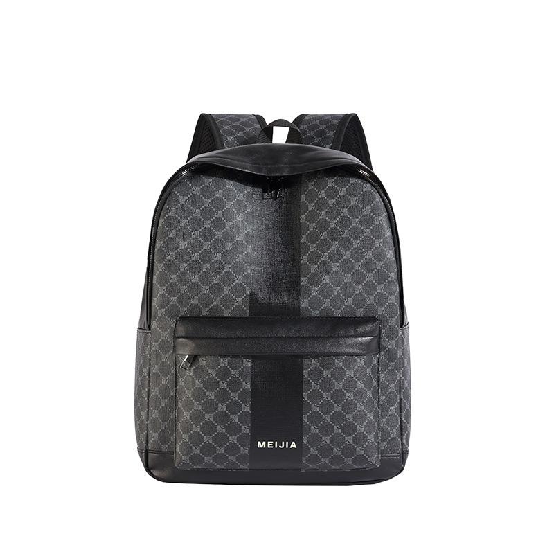 Large Capacity Business Travel Computer Bag Outdoor Sports Travel Leisure Backpack Pu Plaid Backpack