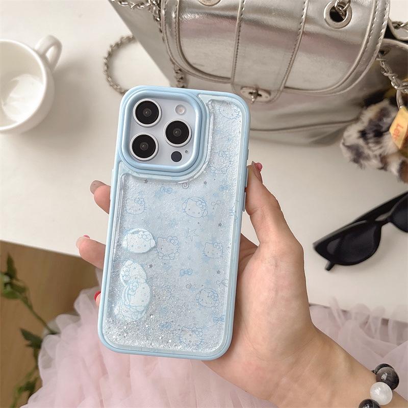 

Stylish Glitter Blue Cat Hat iPhone Case for 14, 15, 16 Pro Max, 17 Models (Female) 15 Pro Max