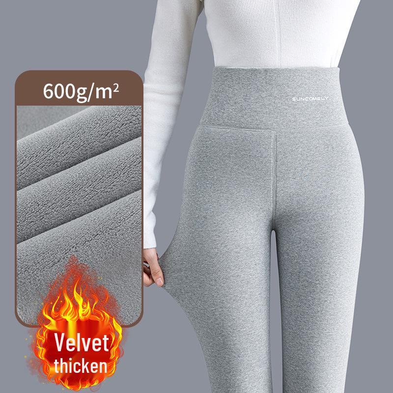 Northeast Fleece-Lined High Waist Warm Pants for Middle-Aged Women - Plus Size, Tummy Control, Autumn/Winter.