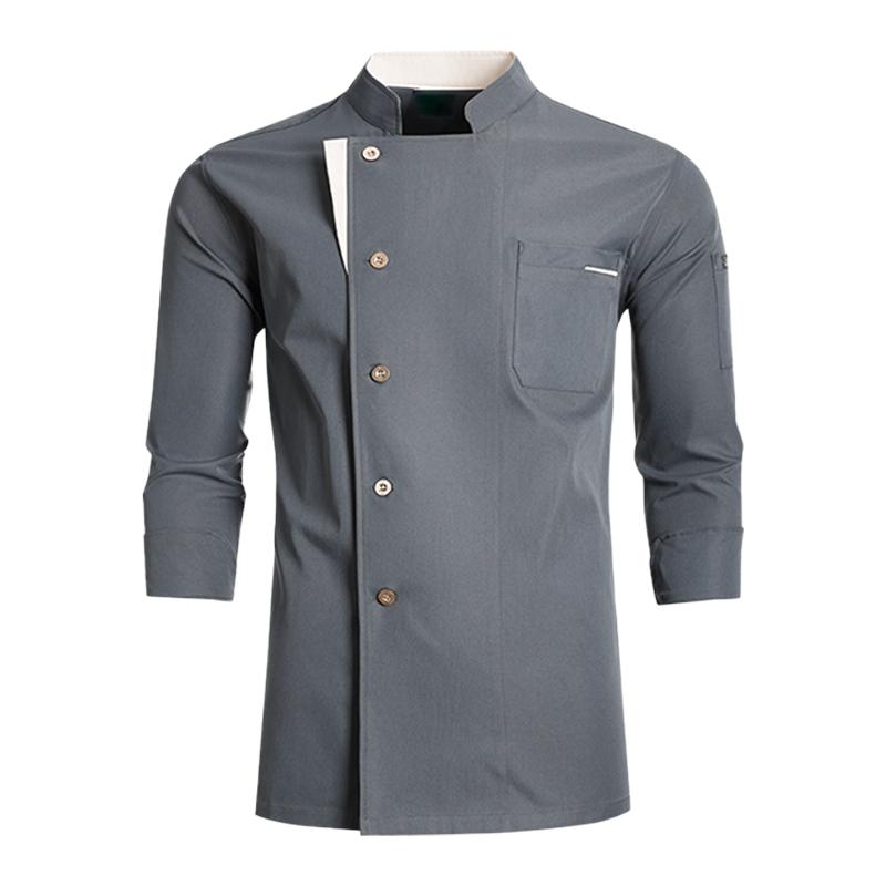 

Professional Cooking Uniform for Autumn/Winter Food Cook Clothes Catering Chef Jacket Restaurant Kitchen Shirt Waiter Workwear 4XL сірий