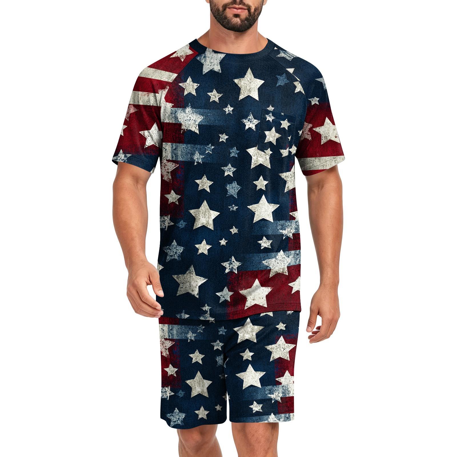 

Men s Short Sleeve Pajama Set Soft Breathable Lightweight Lounge Shirt and Shorts Sleepwear Set for Summer Homewear L чёрный