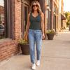 Women’s Sleeveless Lace Trim Tank Top Scoop Neck Ribbed Knit Camisole Fitted Basic Layering Vest for Everyday Wear