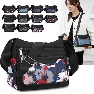 Modna Nowa Torba dla Mamy w Średnim Wieku Torba na Ramię o Dużej Pojemności z Nadrukiem Wielowarstwowa Lekka Casualowa Joker Lady Torba Crossbody