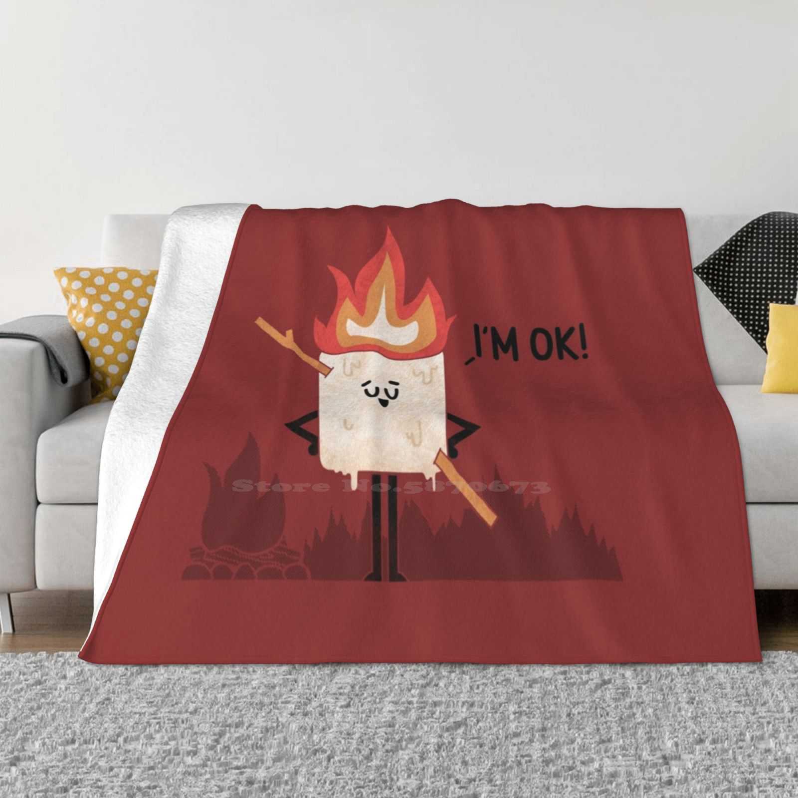Current Mood Low Price New Print Novelty Fashion Soft Warm Blanket Marshmallow Positive Mood Funny Irony Sarcasm Camping Smores 30x40in