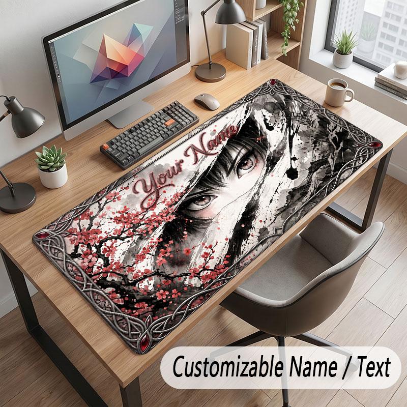 Floral Garden Theme Customized Mouse Pad Personalized Print Name Text Desk Mat For Home Office Table Decor