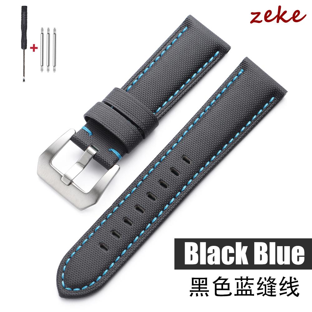 Universal Stitching Watch Band Durable Sailcloth & Leather Watch Strap 20mm 22mm 24mm 26mm Watchband Accessories Perforated Belt