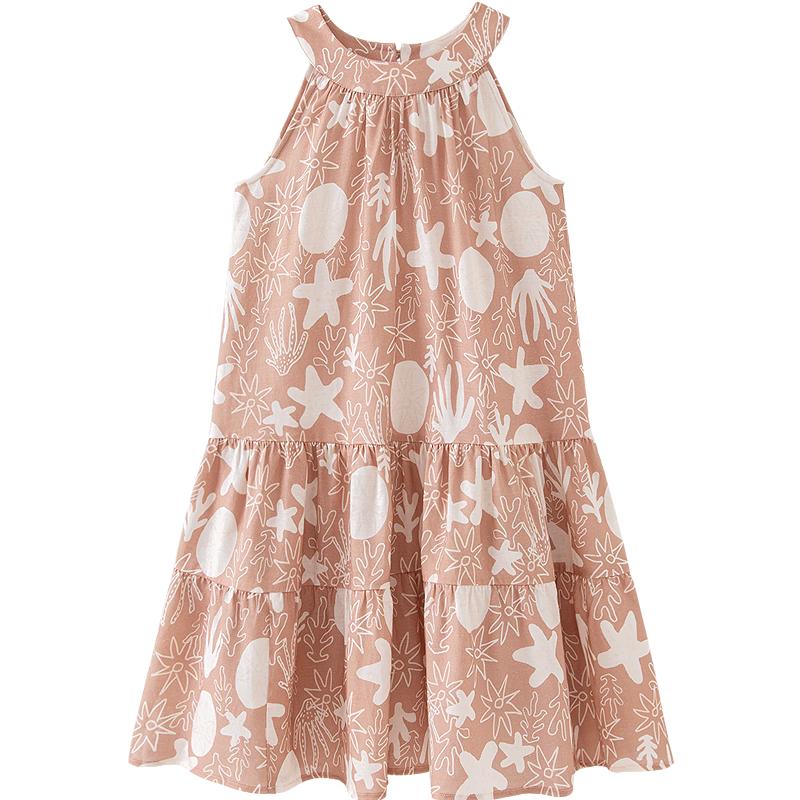 Minibala Girls  Sweet Halterneck Linen Blend Dress 110