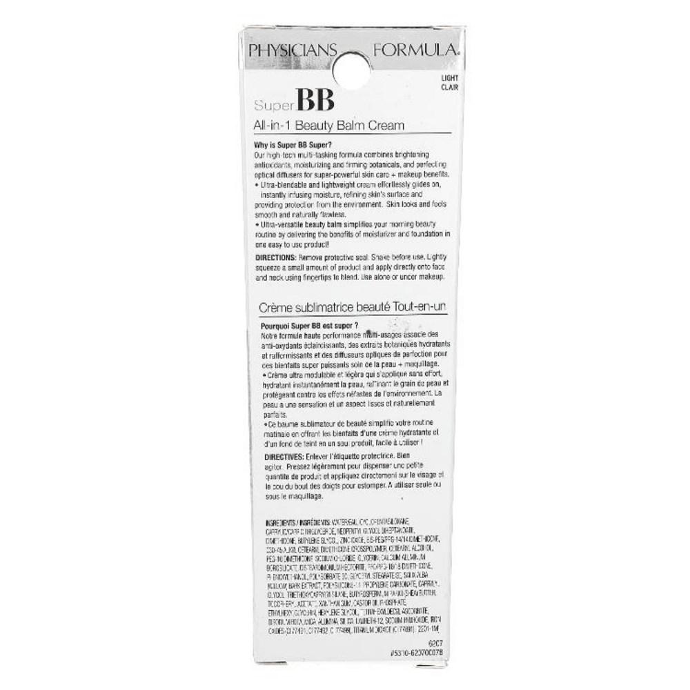 Physicians Formula Super BB All-in-One Beauty Balm Cream 6207 Light Clare 35ML 1.2FL Oz)