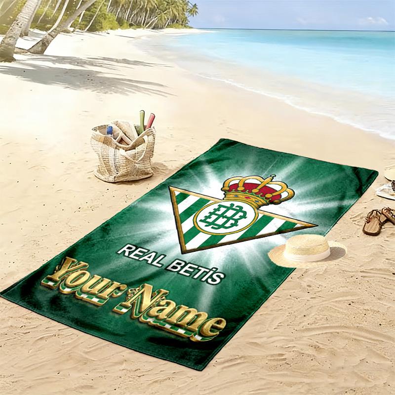 Name Custom Real Betis Print Beach Towel, Large Soft Quick Dry Towel for Beach Camping Swimming