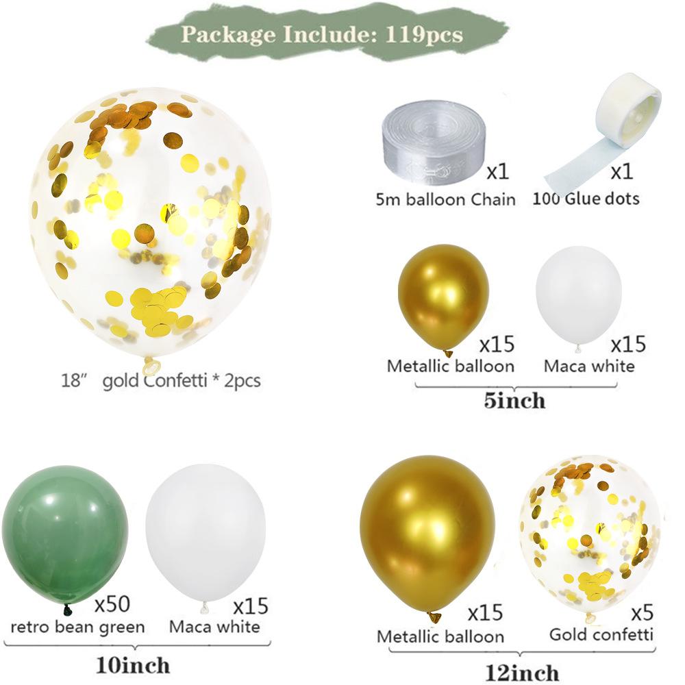 Bean Paste Green Latex Decorated Balloon Chain Package Decorated Wedding Avocado Party Vintage Bean Paste Green