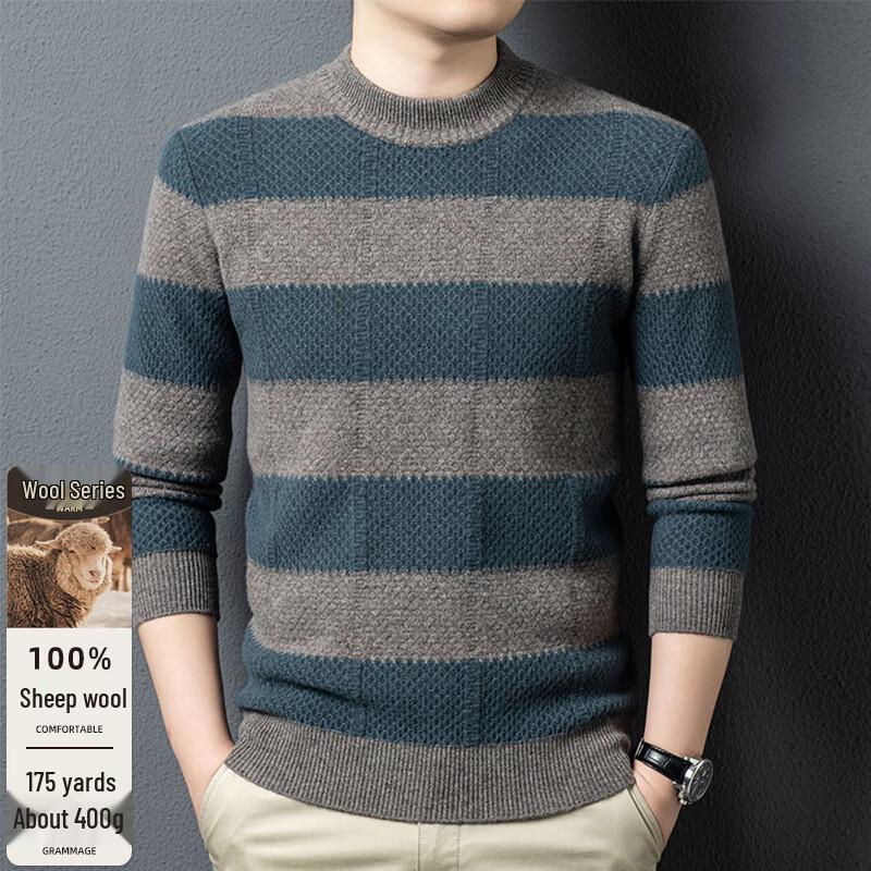 

Мужской пуловер в полоску из 100% шерсти 2XL /185