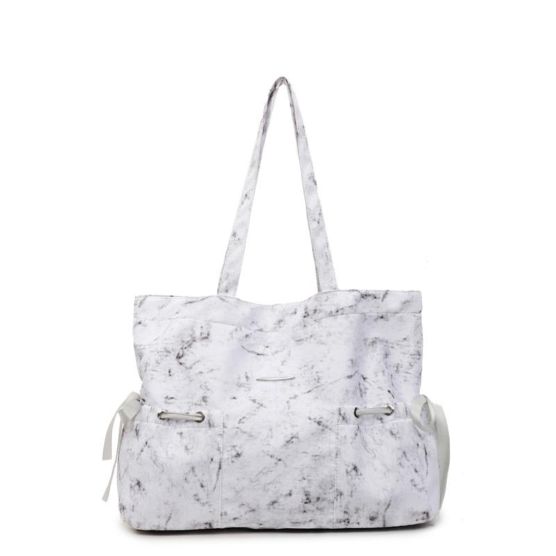 Large Capacity Canvas Tote Bag Women's 2025 Summer New Pleated Handbag Casual Fashion Foreign Style Underarm Shoulder