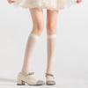 Women Japanese Style Summer Cute Heart Pattern Thin Silk Over Calf Long Socks