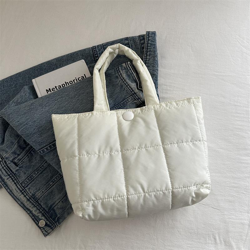 

Повседневная вместительная хлопковая сумка для одежды женская 2025 новая осенне-зимняя сумка через плечо модная портативная сумка-тоут белый