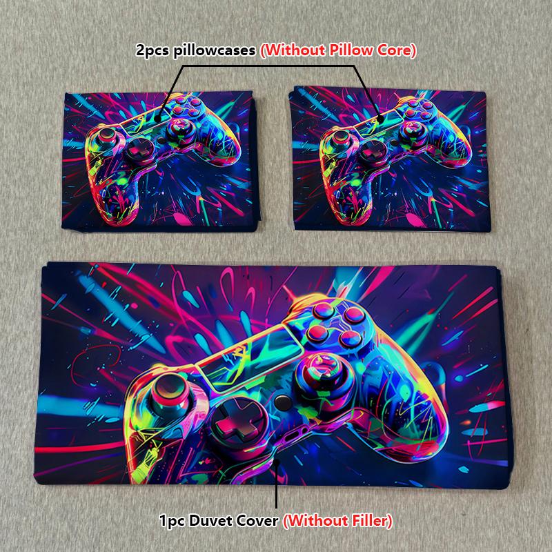 3PC Game Console Duvet Cover, 1 Duvet Cover+2 Pillowcases, Digital Printing Technology, Comfortable Four Season Home Decoration