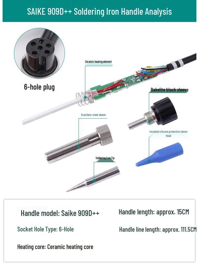 Deer Fairy 936 Soldering Iron Handle for Saike 952T12 Station, 203 Constant Temp, 969D Hot Air Gun Accessories.