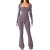 New Versatile Casual And Fashionable Women'S Solid Color Jumpsuit With Square Collar Sexy Hip Lifting And Slim Fit Sports Jumpsuit