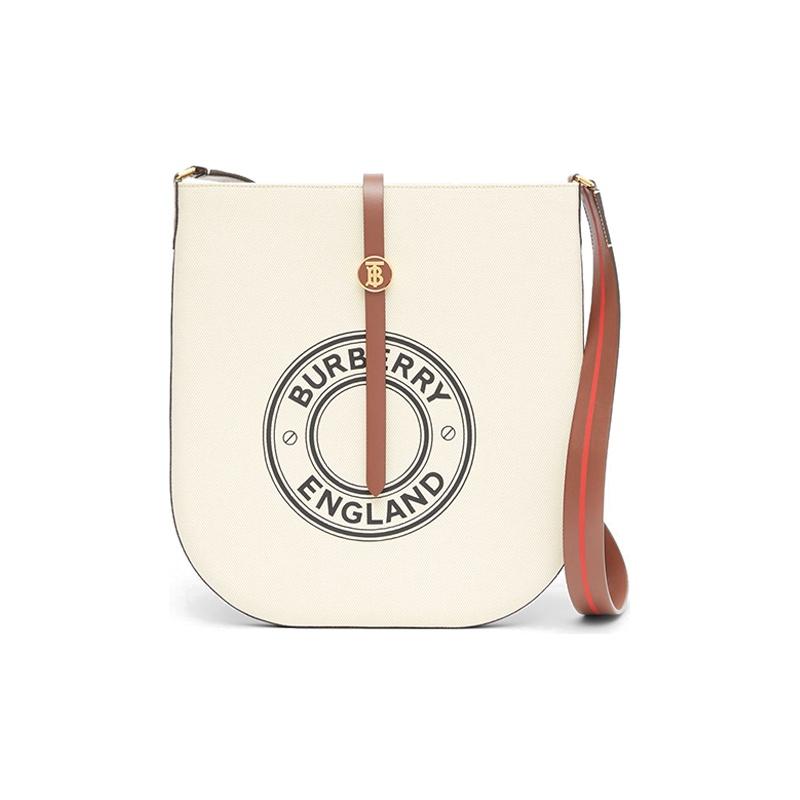 Burberry Logo Graphic Cotton Canvas And Leather Anne Shoulder Bag Women Shoulder Bag Natural 80268851