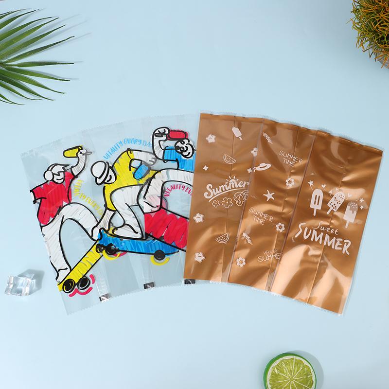 100Pcs Plastic Machine Sealing Ice Cream Bag Disposable Fridge Frozen Ice Cream Wrappers Diy Homemade Popsicle Packaging Bags