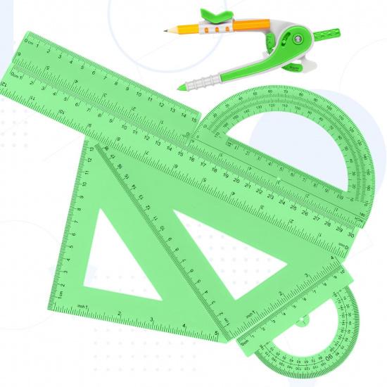 Zonon 1 Set Plastic Geometry Math Set 7 Pcs Includes 6'' / 4 '' Protractor, Drawing Compass, 45/60 Degree Triangle Rulers, 12'' / 6'' Math Ruler