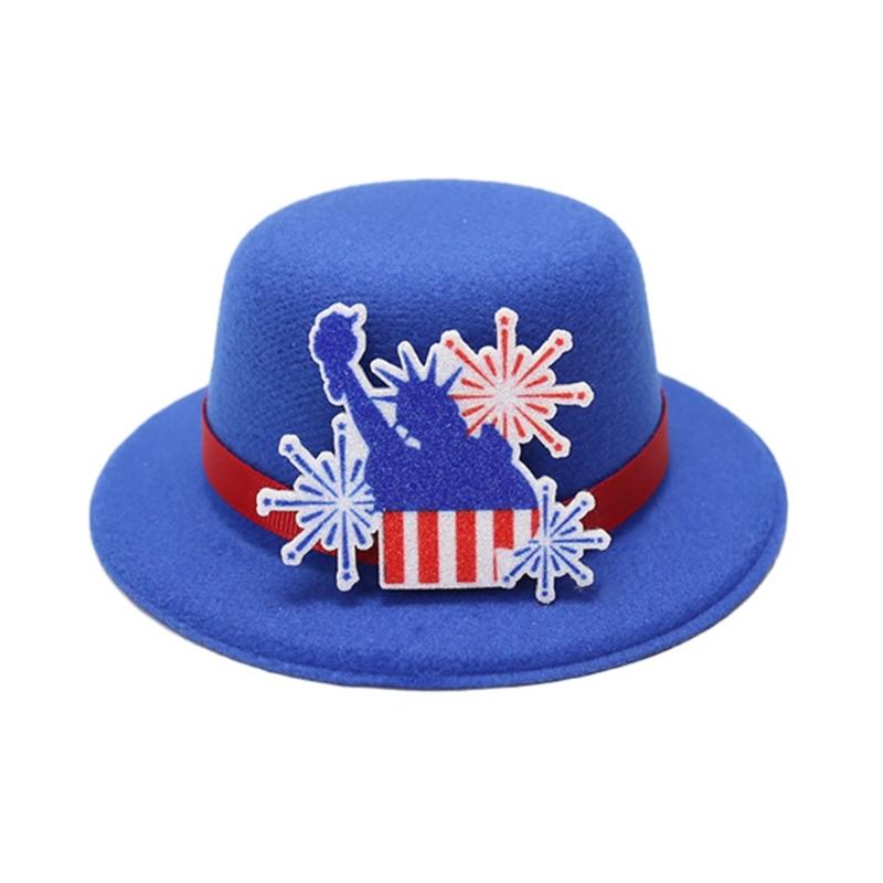 Carnivals Hat with Hair Clip for Independence Day Festival Small Top Hat Patriotic Holiday Party Hat for All Age and Pet