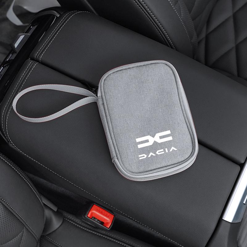 Car Data Cable Organizer U Disk Storage Bag Key Bag For Dacia Logan Sandero Duster Lodgy Spring Jogger Dokker Stepway Bigster RS