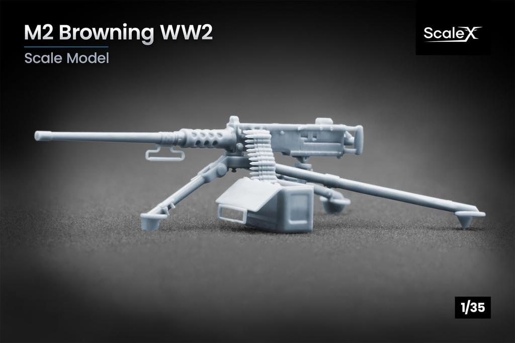 WWII M2 Browning 3D Printer Kit with M23 and Ammunition Box Scale-X 1/35 Tripod, Mount, (SCXA35003) (Diorama)
