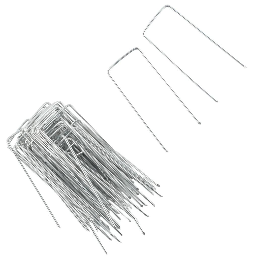 New Set Anchor Pins Galvanized Steel Nail Lawn Pins U Shaped For Garden Greening 50pcs/set Accessories Camping