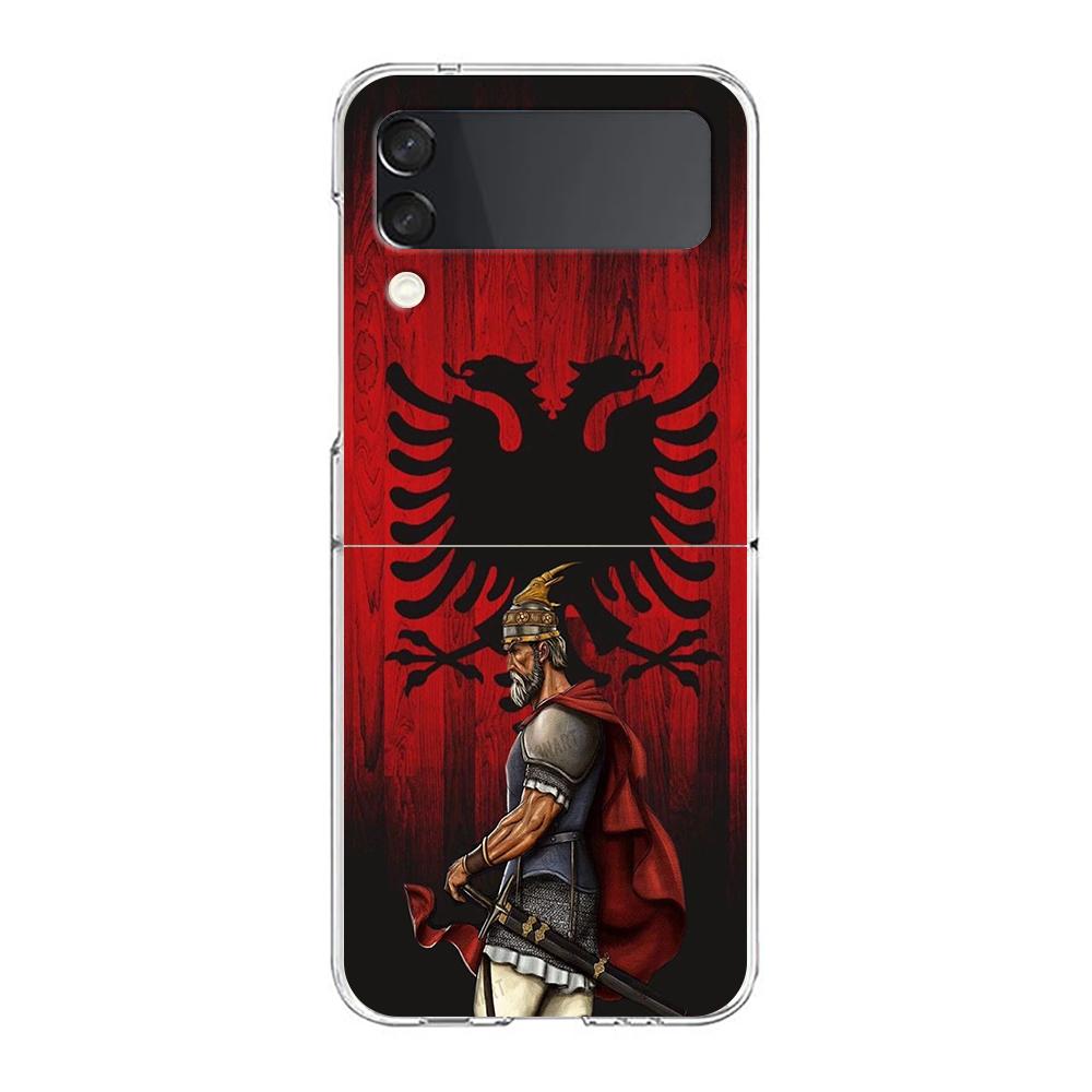 Phone Cover For Samsung Galaxy Z Flip 6 5 4 Case Transparent For Samsung Z Flip 3 Hard PC Foldable Shell Albania Passport Capas