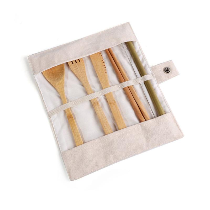 Wooden Spoons And Chopsticks Bamboo Cutlery Set Bamboo Knife Fork And Spoon Student Cutlery, Outdoor Wooden Portable Set
