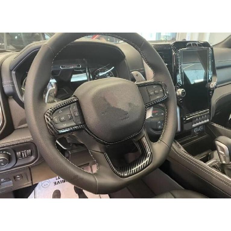 For Dodge Ram 1500 TRX 2022 2023 Carbon Fiber Steering Wheel Decor Cover Trim
