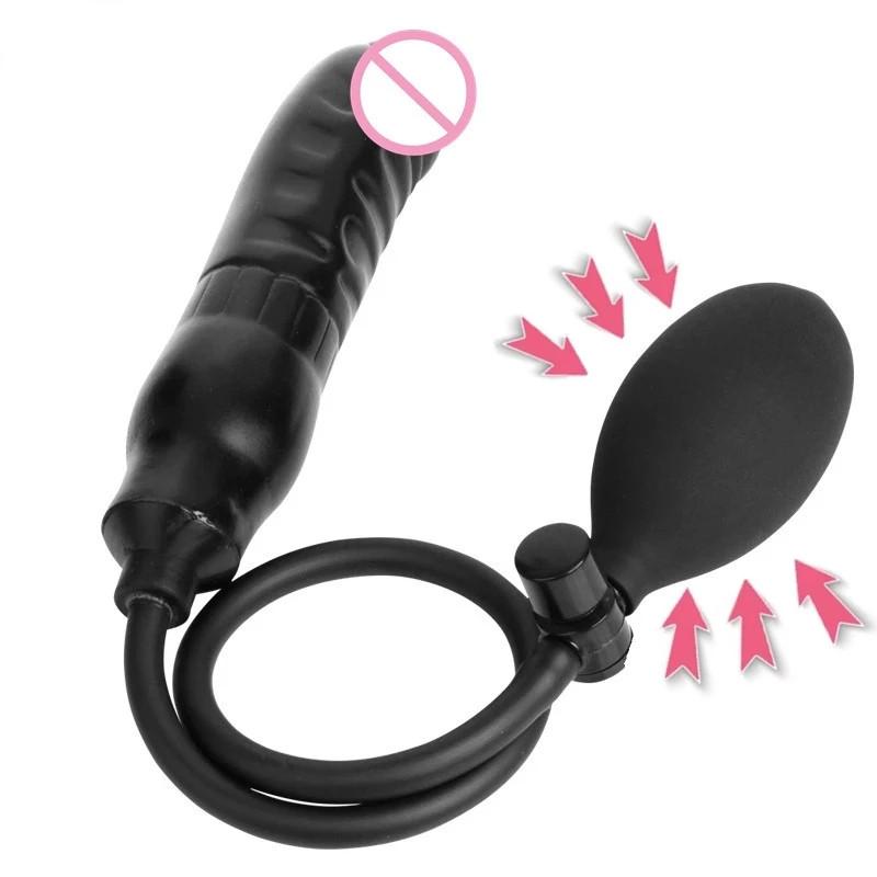 Velký anální kolík anální extender Vagina dilatační erotické hračky pro dospělé 18 měkký silikonový nafukovací anální kolík černé dildo pro ženy