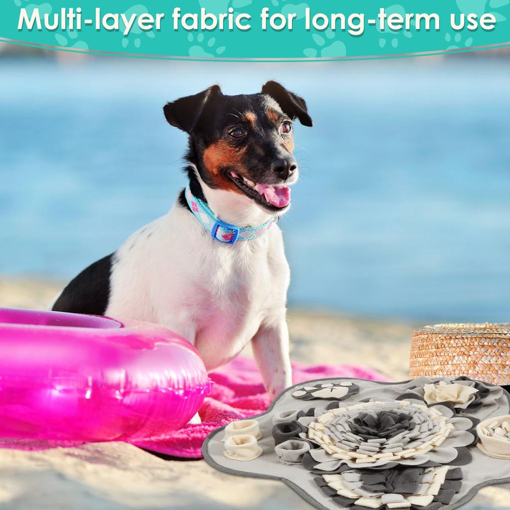 Dog Snuffle Mat Nonslip Pet Foraging Mat with Squeaker Interactive Dog Toy Pad Indoor Pet Supplies Grey Puppy Training Snuff Mat