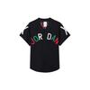 Logo Embroidered Single-Breasted Short Sleeve Shirt Women Tops Black DO4161-010