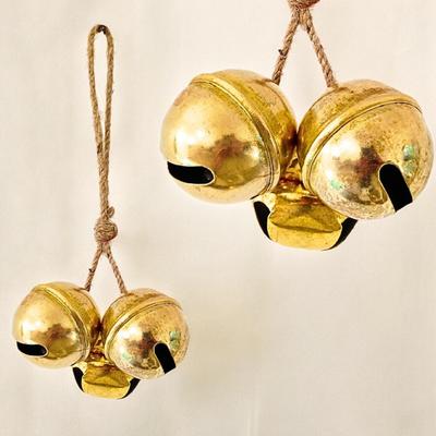 Alamă strălucitoare Jingle Bell Cluster Set de 5 clopote, realizate manual, armonie din metal, agățate pentru vaci, clopote agățat, decorare pentru pomul norocos