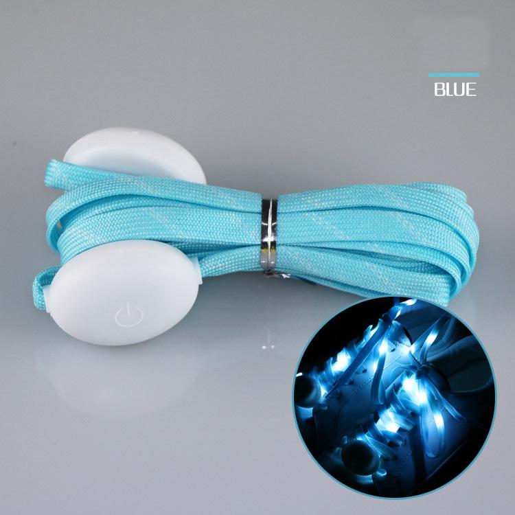 1 Pair New LED Shoelaces Luminous Flashing Shoe Laces Disco Party Light Up Glow Nylon Strap 120cm Luminous Round Flash No Tie