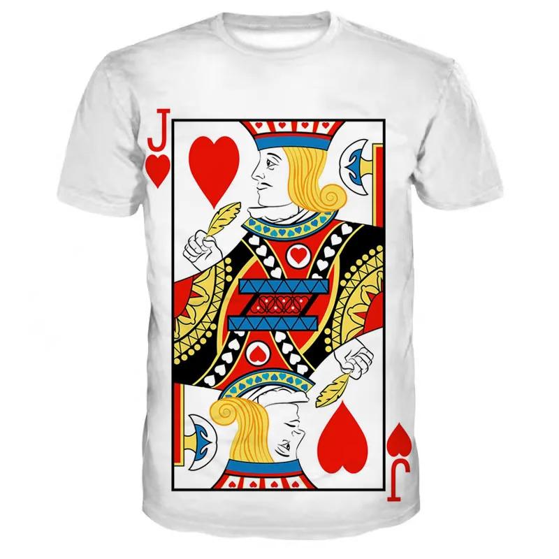 Summer Round Neck Playing Card Pattern 3D Print Top Fashionable Casual Short Sleeved Men's T-shirts