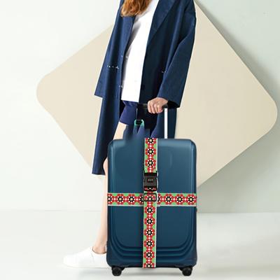 2pcs Puzzle Flower Luggage Strap with Password Lock 1pc Boarding Pass Travel Fixing Strap Secure Buckle