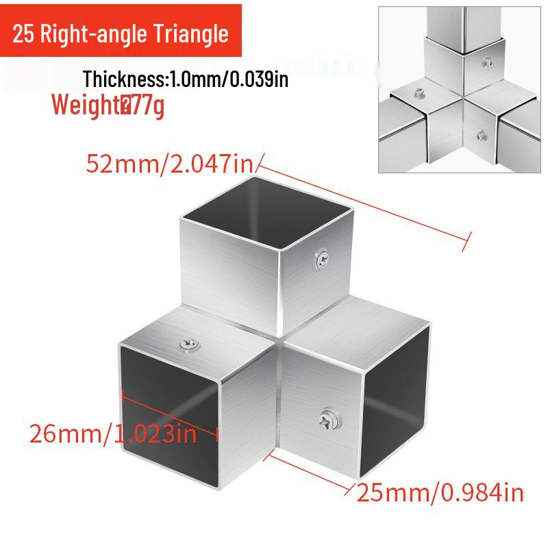 Stainless Steel Four-Way Tee Connector for Square Tubes - Weld-Free Fastener
