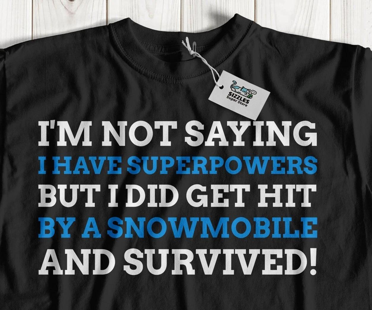 Unisex Funny Snow Mobile Crash T-Shirt Skiing Snow Mobiles Injury Gifts S