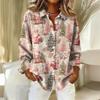 Women's Shirt With Floral Print Buttons, Long Sleeved Casual Regular Shirt Blouses Casual Plus Size Basic Tops