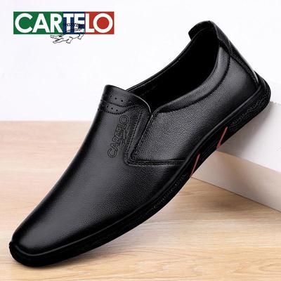 Herren Britischer Stil Runde Spitze Echte Leder Slipper - Atmungsaktive Weiche Sohle für Business Casual