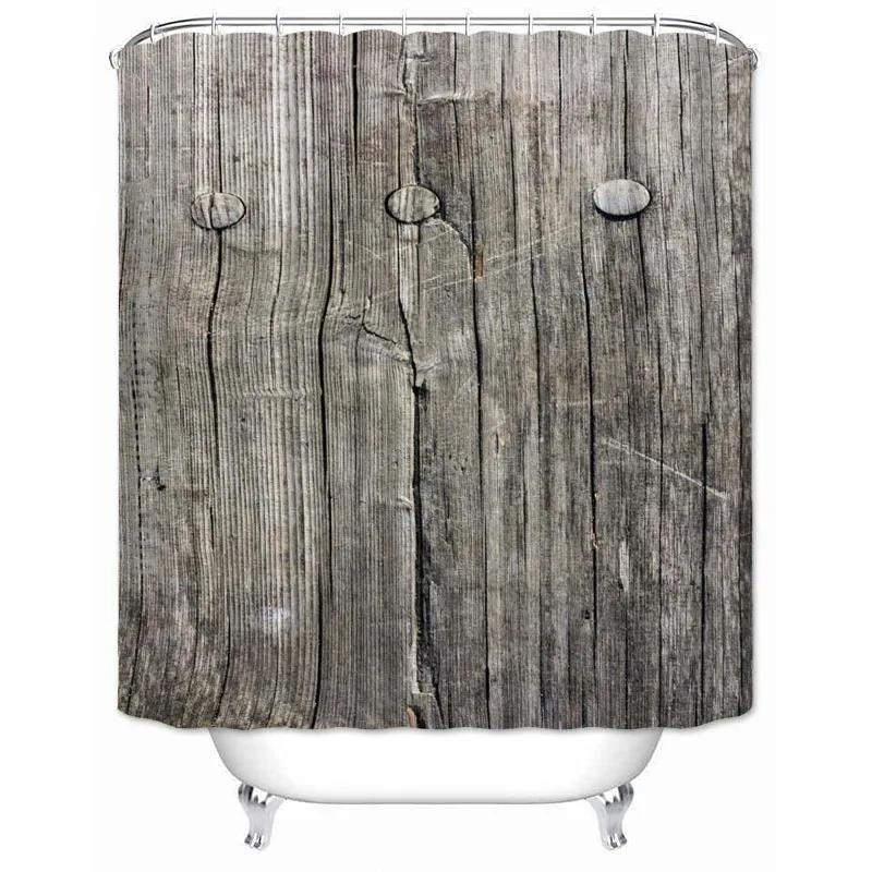 Rustic Shower Curtain Vintage Vertical Wood Planks Distressed Rustic Hardwood Design Fabric Bathroom Curtains Decor with Hooks